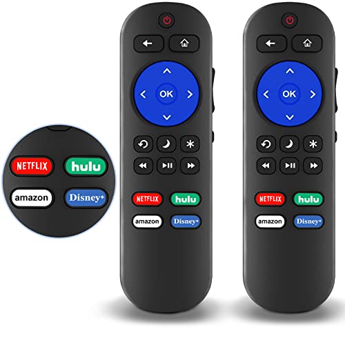 Pack of 2 Remote Compatible with Hisense Roku TV Remote with Netflix, Disney, Hulu, Amazon Buttons, Remote for 32 40 43 50 55 58 65 75 inch Hisense 4K UDH QLED LED HDR Smart Roku TV, No Setup Required