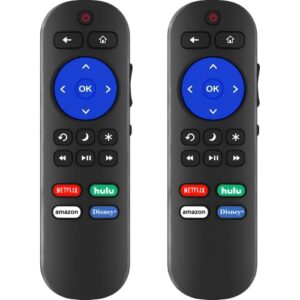 Pack of 2 Remote Compatible with Hisense Roku TV Remote with Netflix, Disney, Hulu, Amazon Buttons, Remote for 32 40 43 50 55 58 65 75 inch Hisense 4K UDH QLED LED HDR Smart Roku TV, No Setup Required