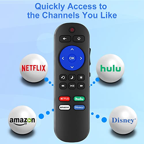 Pack of 2 Remote Compatible with Hisense Roku TV Remote with Netflix, Disney, Hulu, Amazon Buttons, Remote for 32 40 43 50 55 58 65 75 inch Hisense 4K UDH QLED LED HDR Smart Roku TV, No Setup Required