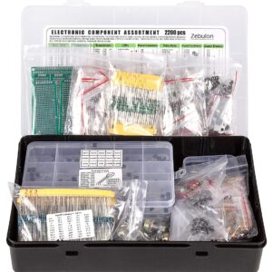 2200 pcs Electronic Component Assortment Kit, Capacitors, Resistors, Transistors, Inductors, Diodes, Potentiometer, IC, LED and PCB