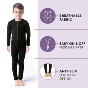 Rocky Kids Onesie Jumpsuit Cozy Summer Pajamas, Unisex, Fleece Lined, for Boys & Girls, Long Sleeve Thermals (Stay-Soft) for Boys & Girls (Stay-Soft) Long Sleeve (Black - XX-Small)