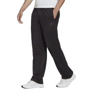 adidas men's essentials warm-up open hem 3-stripes tracksuit bottoms, black/black, large tall