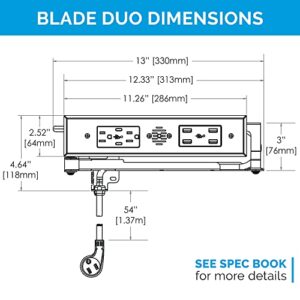 Docking Drawer Blade Duo In-Drawer Outlet. (2) 15 amp AC outlets with (2) USB-C (PD) and (4) USB-A ports