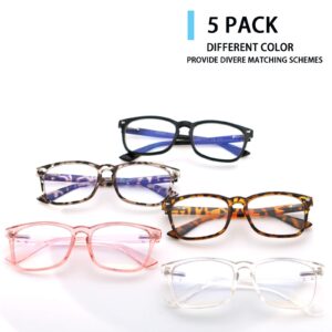 VIDEBLA 5 Pack Blue Light Blocking Reading Glasses,Spring Hinge Computer Readers for Women Men,Anti UV Ray Filter Nerd Eyeglasses (Mix, 2.50)