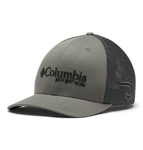 columbia unisex pfg mesh ball cap, titanium/black/hook, large/x-large