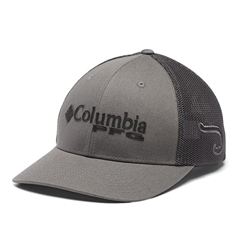 Columbia Unisex PFG Mesh Ball Cap, Titanium/Black/Hook, Large/X-Large