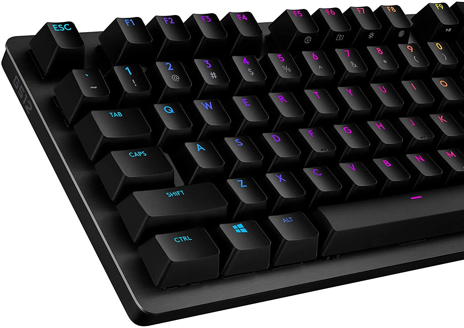 Logitech G512 Lightsync RGB Mechanical Gaming Keyboard, Carbon English Layout GX Blue Switch, Brushed Aluminum Case, USB Pass Through, 920-008936 (Renewed)