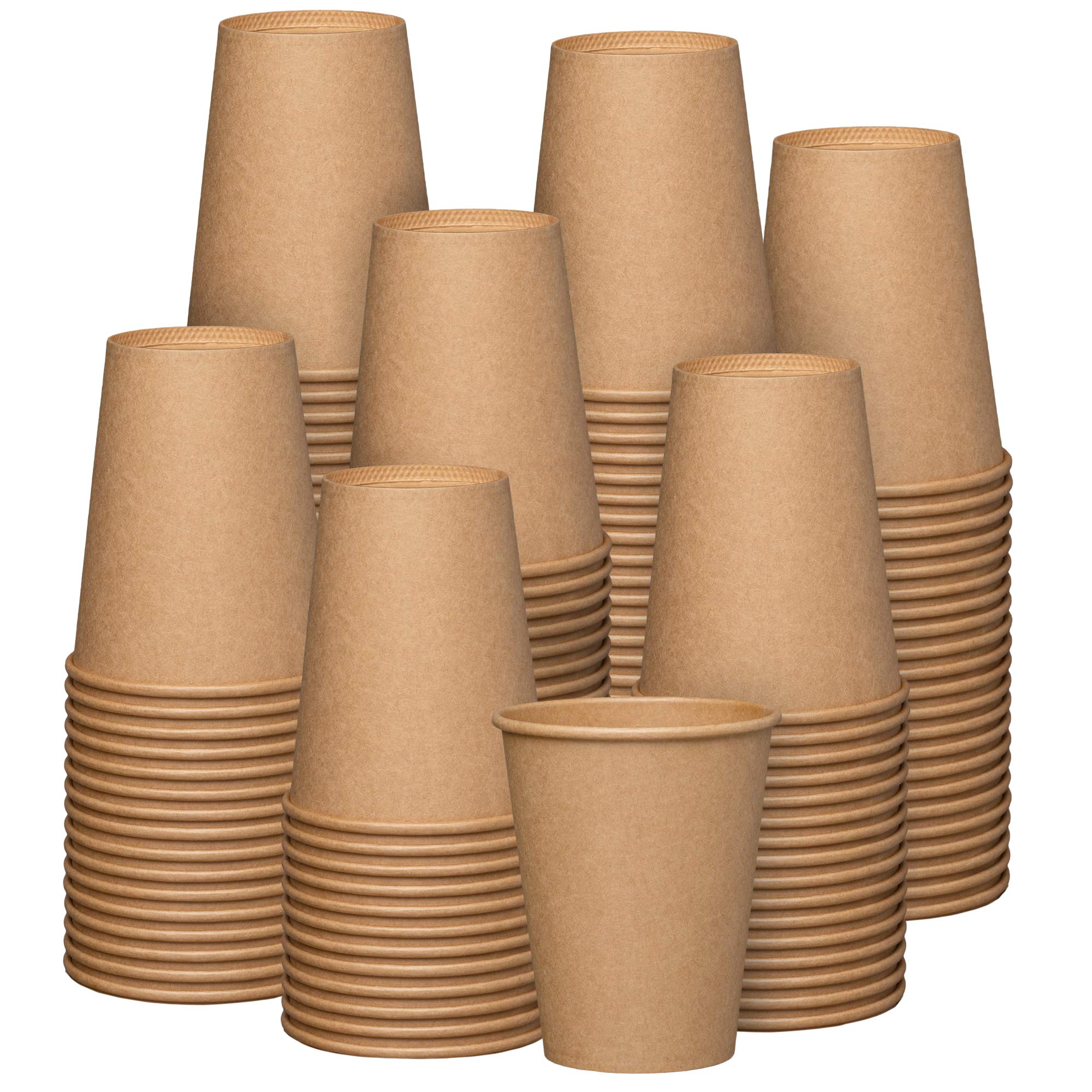 Comfy Package GUSTO [12 oz. - 300 Pack] Kraft Paper Hot Coffee Cups - Unbleached (Formerly