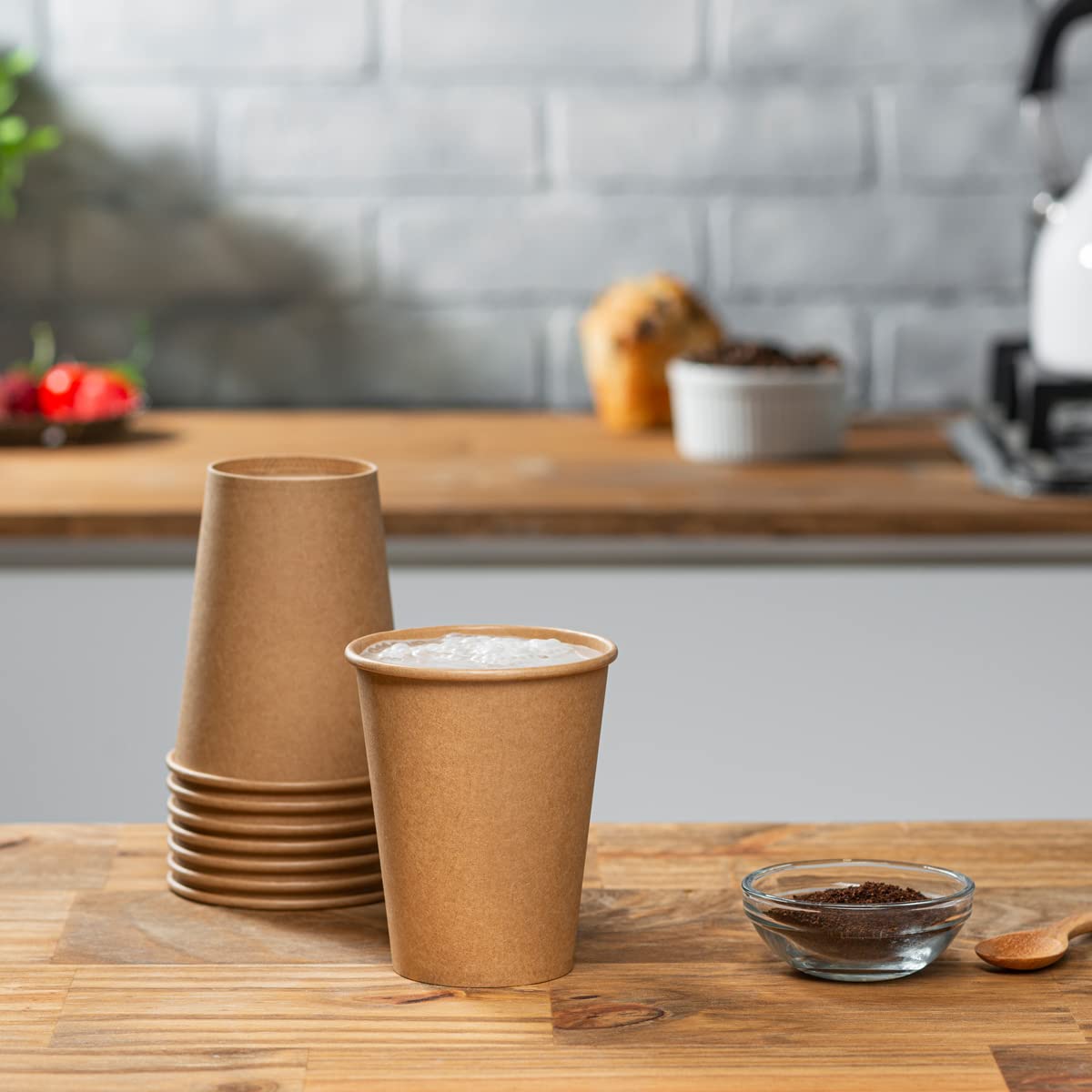 Comfy Package GUSTO [12 oz. - 300 Pack] Kraft Paper Hot Coffee Cups - Unbleached (Formerly