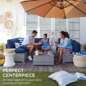 Best Choice Products 7-Piece Modular Outdoor Sectional Wicker Patio Conversation Set w/ 2 Pillows, Coffee Table, Cover Included - Gray/Black