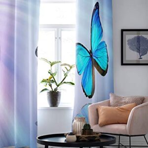 Big buy store Blackout Curtains Panels Blue Butterfly Thermal Insulated Grommet Window Curtains Insect Nature Room Darkening Curtain Drapes for Bedroom & Living Room 52inches W x 96inches L