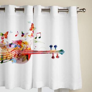 Big buy store Blackout Curtains Panels Guitar Notes Thermal Insulated Grommet Window Curtains Watercolor Butterfly Room Darkening Curtain Drapes for Bedroom & Living Room 52inches W x 90inches L