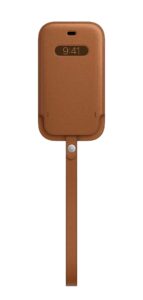 apple iphone 12 mini leather sleeve with magsafe - saddle brown