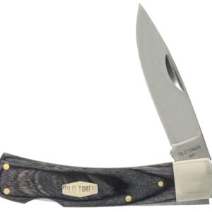 Old Timer Heritage Series 5OT Bruin 6.5in Traditional Lockback Folding Knife with Stainless Steel Drop Point Blade, and Laminate Wood Design Handle for Hunting, Camping, Every Day Carry, and Outdoors