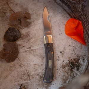 Old Timer Heritage Series 5OT Bruin 6.5in Traditional Lockback Folding Knife with Stainless Steel Drop Point Blade, and Laminate Wood Design Handle for Hunting, Camping, Every Day Carry, and Outdoors