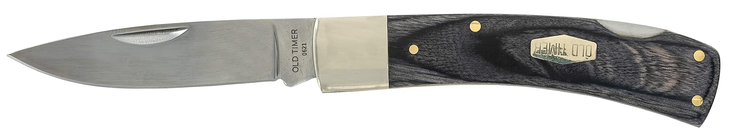 Old Timer Heritage Series 5OT Bruin 6.5in Traditional Lockback Folding Knife with Stainless Steel Drop Point Blade, and Laminate Wood Design Handle for Hunting, Camping, Every Day Carry, and Outdoors