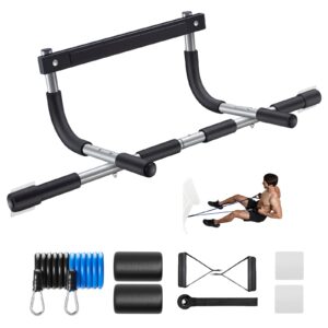 ally peaks pull up bar thickened steel pipe super heavy duty steel frame upper workout bar| multi-grip strength for doorway | indoor chin-up bar fitness trainer for home gym max limit 440 lbs