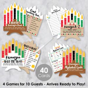 Big Dot of Happiness Happy Kwanzaa - 4 African Heritage Holiday Games - 10 Cards Each - Gamerific Bundle