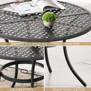 PatioFestival Patio Dining Set Outdoor Furniture Swivel Rocker Chairs Round Metal Table Sets with All Weather Frame (5Pcs, Beige)