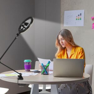 Streamcam Webcam Light Stand, 10'' Ring Light with Foldable Metal Arms Holder Compatible with Logitech StreamCam C920 Brio C930 C922 C925 C615 and Any webcams with 1/4''-20 Interface