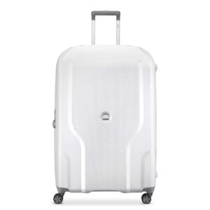 delsey paris clavel hardside expandable luggage with spinner wheels, white, checked-large 30 inch