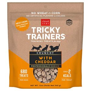 cloud star tricky trainers crunchy dog training treats 5 oz pouch, cheddar flavor, low calorie behavior aid with 680 treats