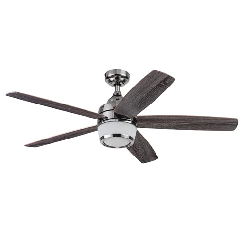 Prominence Home Tennyson, 48 Inch Modern Indoor LED Ceiling Fan with Light, Remote Control, Three Mounting Options, Dual Finish Blades, Reversible Motor - 51472-01 (Gun Metal)