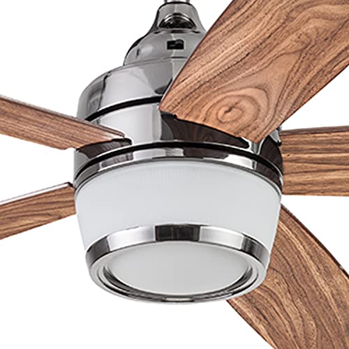 Prominence Home Tennyson, 48 Inch Modern Indoor LED Ceiling Fan with Light, Remote Control, Three Mounting Options, Dual Finish Blades, Reversible Motor - 51472-01 (Gun Metal)