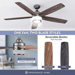 Prominence Home Tennyson, 48 Inch Modern Indoor LED Ceiling Fan with Light, Remote Control, Three Mounting Options, Dual Finish Blades, Reversible Motor - 51472-01 (Gun Metal)