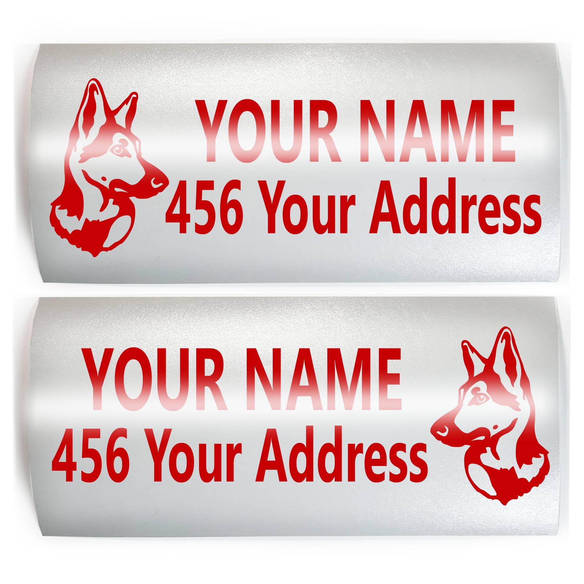 MAILBOX German Shepherd Dog Set of 2 Decals - Add Your CUSTOM ADDRESS & COLOR - Vinyl Decal Sticker D