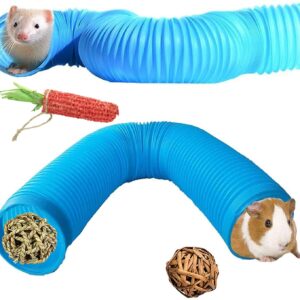 Collapsible Pet Tunnel, 2 PCS Hamster Fun Plastic Tunnels, Foldable Hideaway Exercising Training Tube Toys for Dwarf Hamster, Guinea Pig, Gerbil, Mouse, Rat and Ferrets