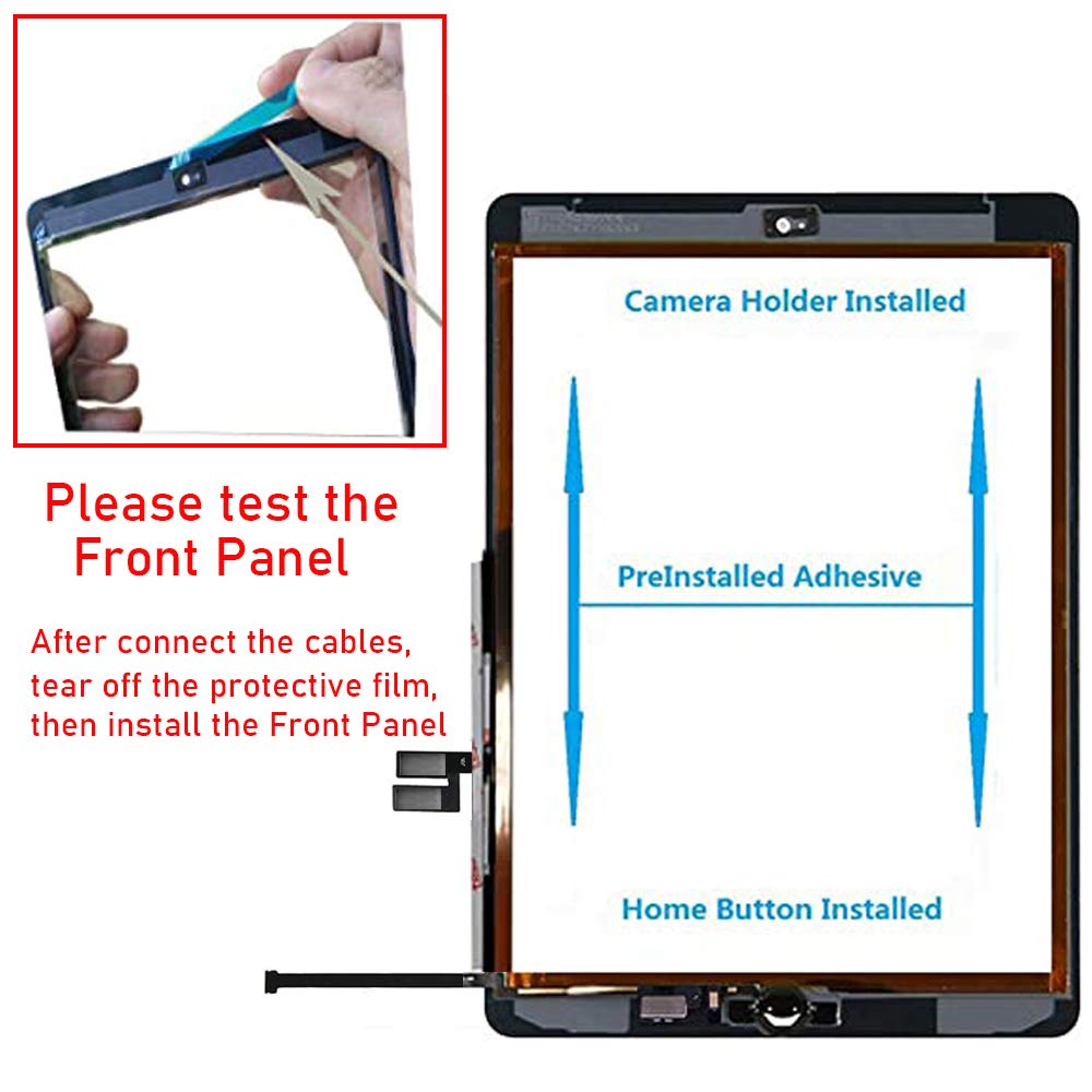 for iPad 7th/8th Generation Screen Replacement Digitizer 10.2"(A2197,A2198,A2200,A2270,A2428,A2429,A2430),for iPad 7/8 Screen Replacement Parts(NO LCD),+Home Button+Pre-Installed+Repair Tools(White)