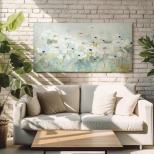 ArtbyHannah Wall Paintings Large Canvas Wall Art Wall Decor Living Room Textured 3D Hand-Painted Oil Painting Flowers Wall Art for Office Bedroom, 24x48