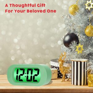 Plumeet Kids Alarm Clock Large Digital LCD Travel Alarm Clocks with Snooze and Night Light - Ascending Sound and Handheld Size - Best Gift for Kids (Cyan)