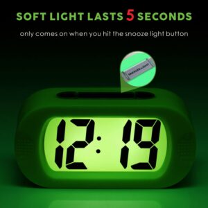 Plumeet Kids Alarm Clock Large Digital LCD Travel Alarm Clocks with Snooze and Night Light - Ascending Sound and Handheld Size - Best Gift for Kids (Cyan)