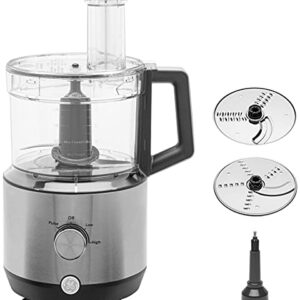 GE Food Processor | 12 Cup | Complete With 3 Feeding Tubes, Stainless Steel Mixing Blade & Shredding Disc | 3 Speed | Great for Shredded Cheese, Chicken & More | Kitchen Essentials | 550 Watts