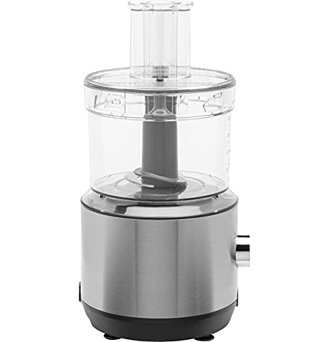 GE Food Processor | 12 Cup | Complete With 3 Feeding Tubes, Stainless Steel Mixing Blade & Shredding Disc | 3 Speed | Great for Shredded Cheese, Chicken & More | Kitchen Essentials | 550 Watts