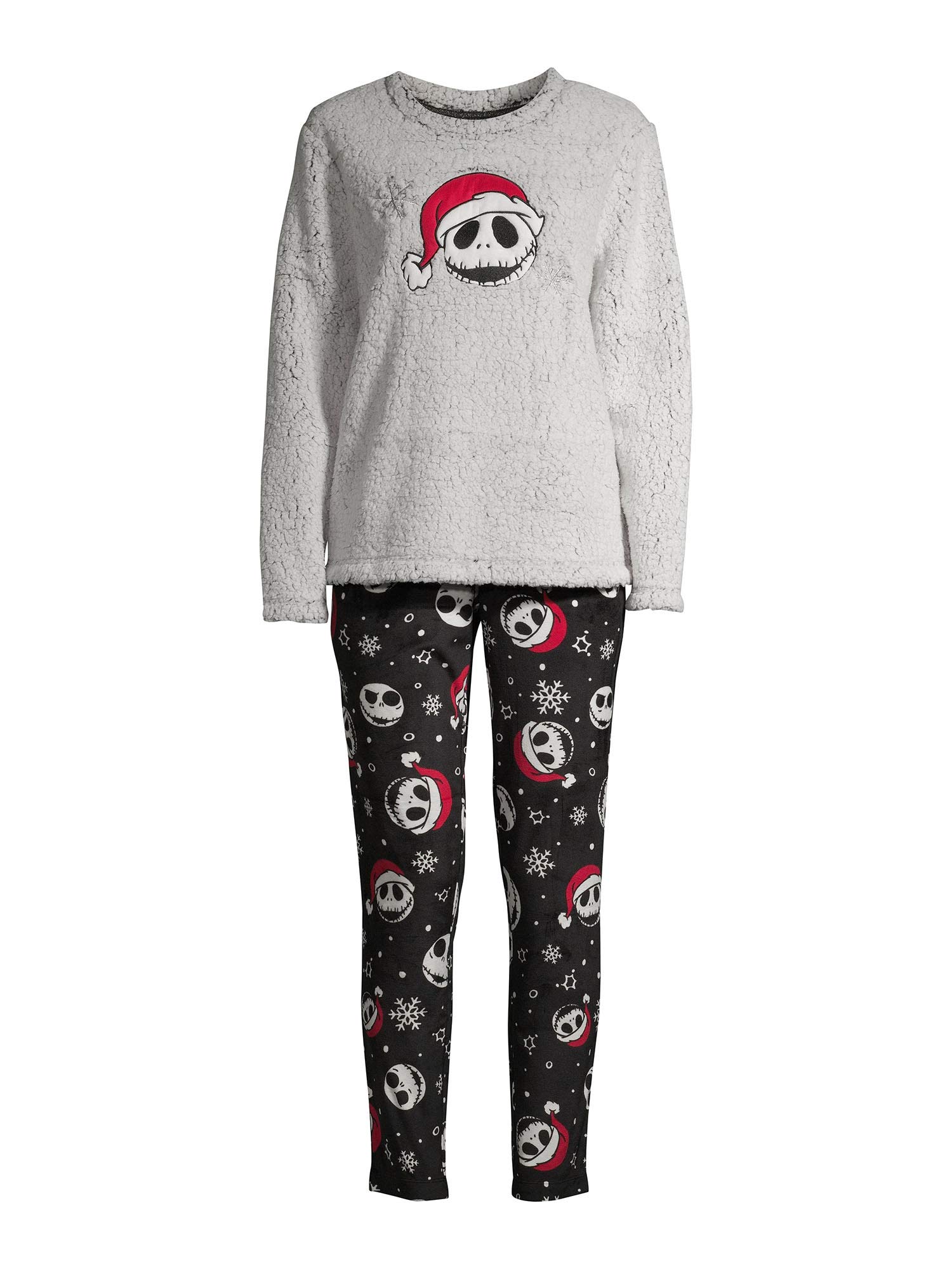 Womens Nightmare Before Christmas Jack Skellington Plush Christmas Pajamas Set (Medium)