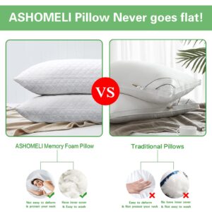 ASHOMELI Pillows Queen 2 Pack Shredded Memory Foam Pillows Cooling Adjustablefor Sleeping Good for Side and Back Sleeper with Washable Removable Cover