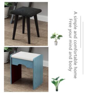 Wowdawn Dressing Stool,Cotton and Linen Material,Solid Wood Legs,Simple Home Chair, Bedroom Dressing Table Small Stool, Makeup Stool,Bearing 100kg