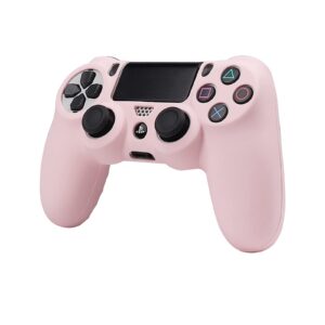 RALAN Pink Controller Skins for PS4, Silicone Controller Cover Skin Protector Compatible with PS4 Slim/PS4 Pro Controller (Pink Pro Thumb Grip x 6,Skull Cap Grip x 2)(Camouflage Pink+White Pink