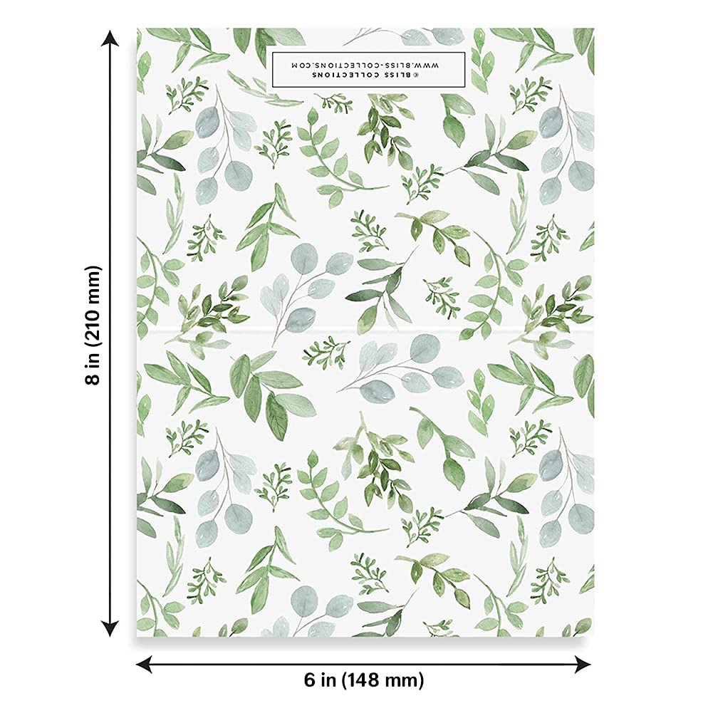 Bliss Collections Sweet Greenery All Occasion Blank Folded Cards with Envelopes, Bulk Pack of 24 Tented Notecards, 4x6 Assorted Cards for All Occasions Stationery Set