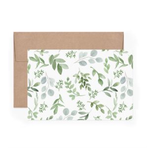 Bliss Collections Sweet Greenery All Occasion Blank Folded Cards with Envelopes, Bulk Pack of 24 Tented Notecards, 4x6 Assorted Cards for All Occasions Stationery Set