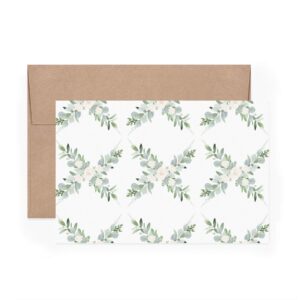 Bliss Collections Sweet Greenery All Occasion Blank Folded Cards with Envelopes, Bulk Pack of 24 Tented Notecards, 4x6 Assorted Cards for All Occasions Stationery Set