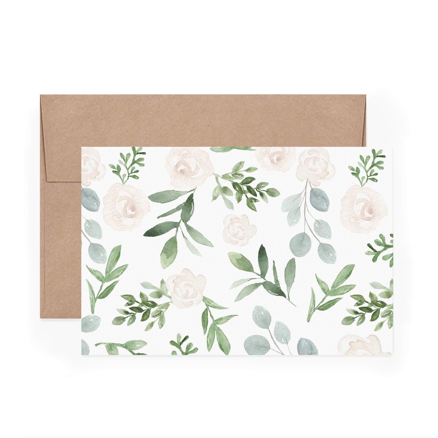 Bliss Collections Sweet Greenery All Occasion Blank Folded Cards with Envelopes, Bulk Pack of 24 Tented Notecards, 4x6 Assorted Cards for All Occasions Stationery Set