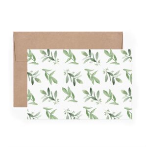 Bliss Collections Sweet Greenery All Occasion Blank Folded Cards with Envelopes, Bulk Pack of 24 Tented Notecards, 4x6 Assorted Cards for All Occasions Stationery Set