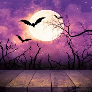 shensu Vinyl 9x6ft Purple Halloween Backdrops for Photography Withered Tree Super Moon Empty Wood Table Photography Background Newborn Baby Adults Portrait Parties Event Decor Photo Studio Props