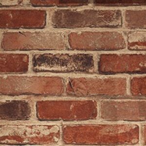 Okydoky Peel and Stick Rustic Red Brick Wallpaper, Self-Adhesive Wallpaper, Vinyl Waterproof Vintage Wallpaper, Self-Sticking Wallpaper, Contact Paper for House Decoration, No.57104-3