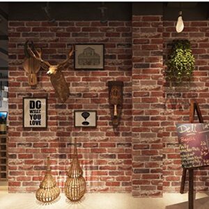 Okydoky Peel and Stick Rustic Red Brick Wallpaper, Self-Adhesive Wallpaper, Vinyl Waterproof Vintage Wallpaper, Self-Sticking Wallpaper, Contact Paper for House Decoration, No.57104-3