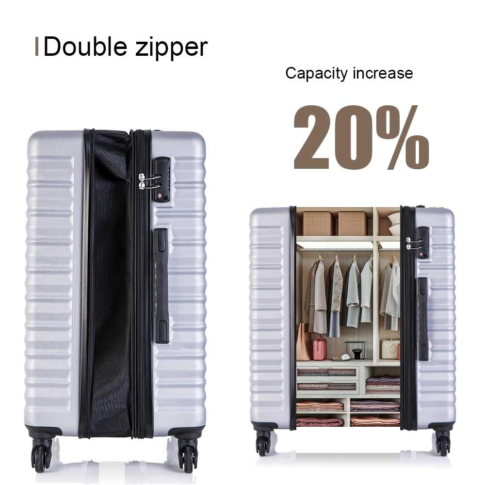 Apelila 4 Piece Luggage Sets, Expandable Hardshell ABS Luggage Sets with TSA Lock Spinner Wheels Travel Suitcases Set (4 PCS, Silver)